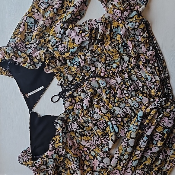 Free People Floral Mabel Ruffle Balloon Sleeve Top M Like New - Picture 3 of 11